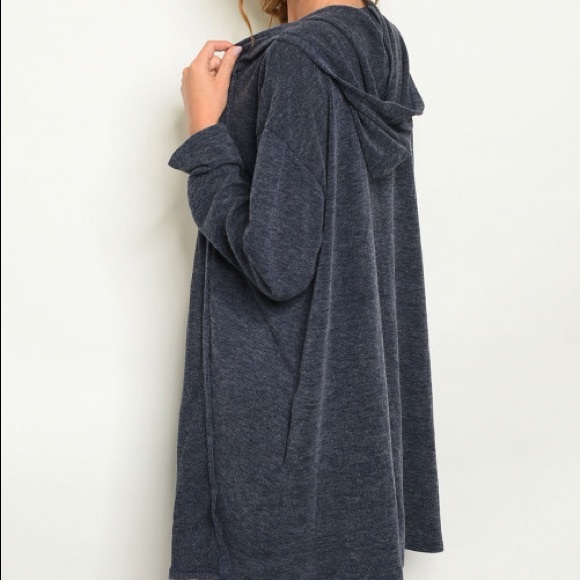 Navy Hooded Pocketed Cardigan - Picture 2 of 5